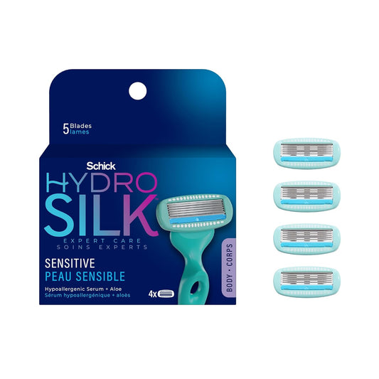 Women's Razor Blade Refills, Hydro Silk 5 Sensitive Care, 4 Count (Packaging May Vary)