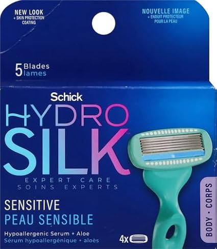 Women's Razor Blade Refills, Hydro Silk 5 Sensitive Care, 4 Count (Packaging May Vary)