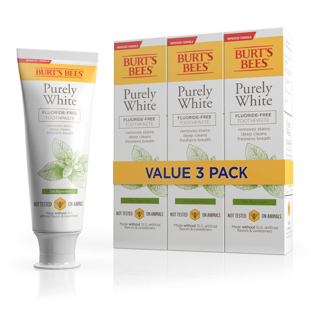 Burt's Bees Toothpaste, Natural Flavor, Fluoride-Free, Purely White