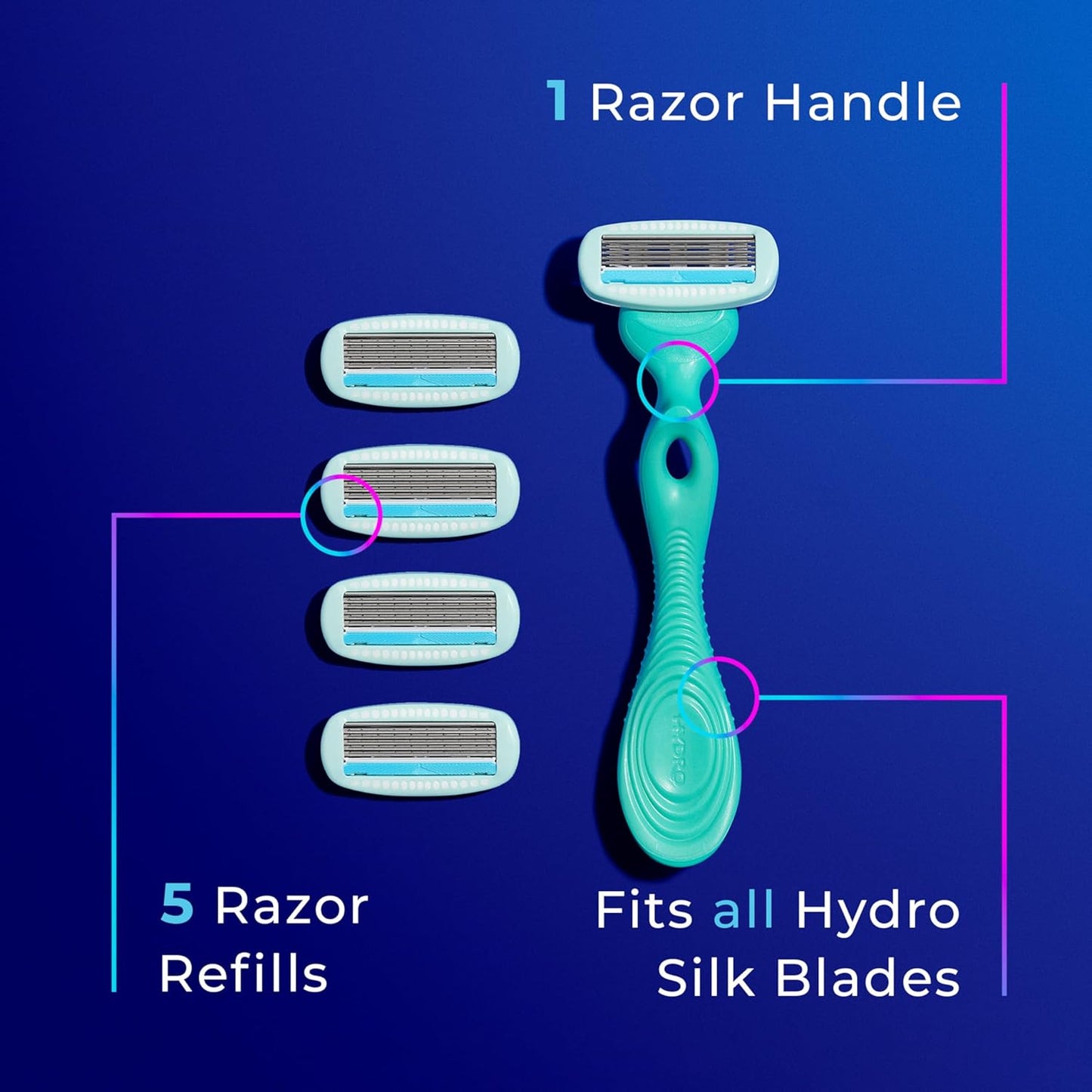 Schick Hydro Silk Sensitive Women's Razor | 5-Blade Razors for Women Sensitive Skin