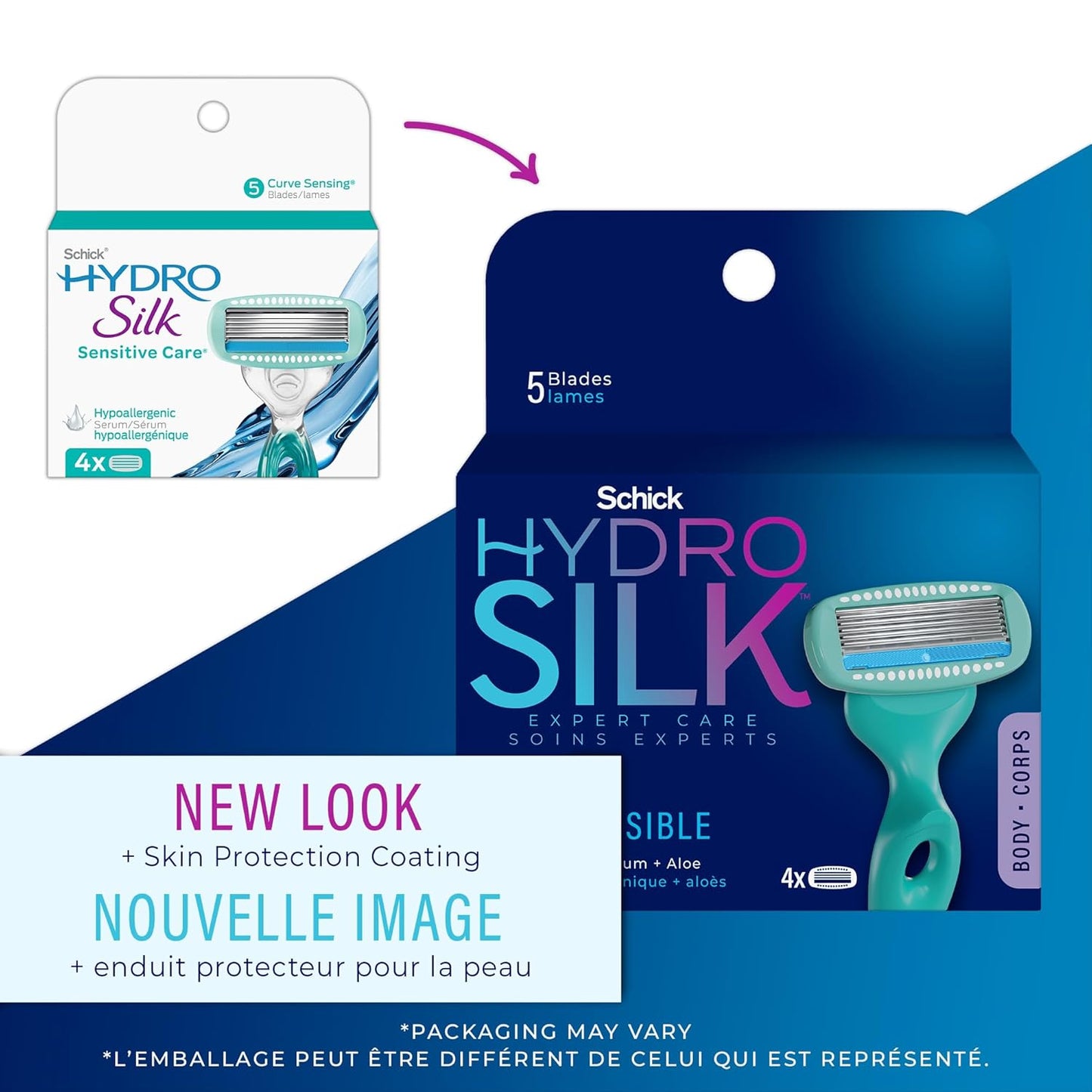 Women's Razor Blade Refills, Hydro Silk 5 Sensitive Care, 4 Count (Packaging May Vary)